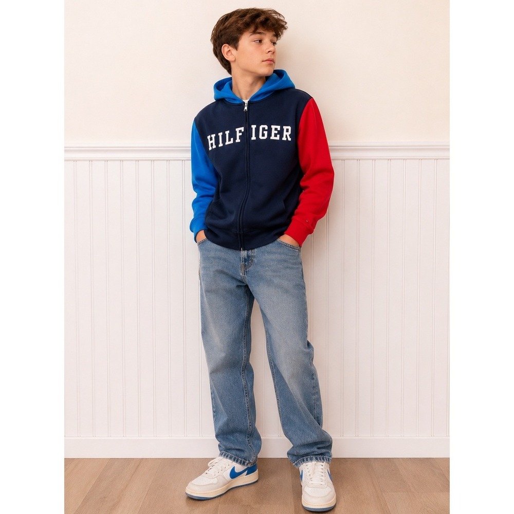 Tommy Hilfiger Boys Colorblocked Full-Zip Hoodie Logo Jacket